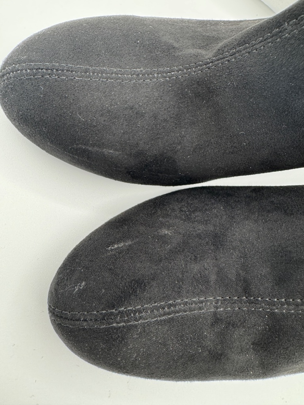 Coach And Four Black Cuffed Booties Size 8 Faux Suede Side Zipper Shoes Heels - Picture 9 of 11